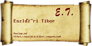 Eszlári Tibor névjegykártya